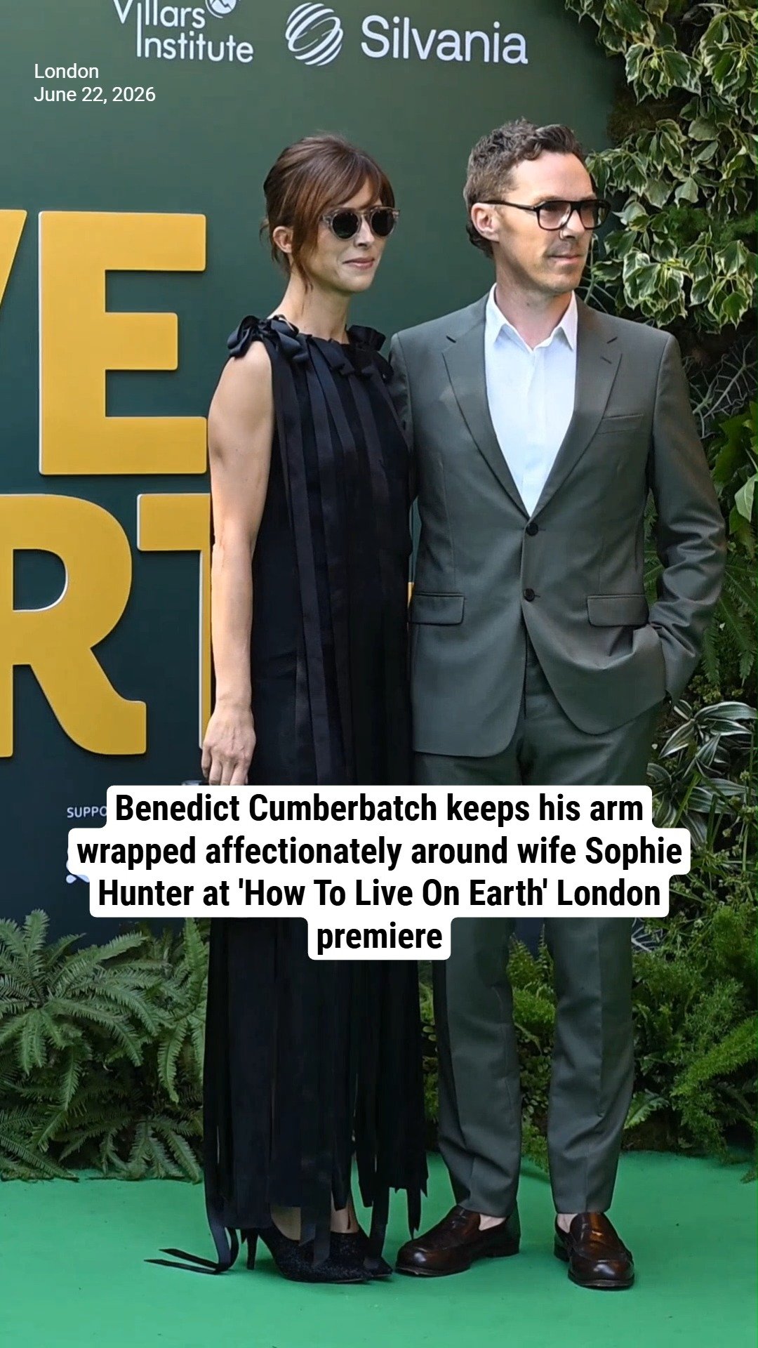 Benedict Cumberbatch keeps his arm wrapped affectionately around wife Sophie Hunter at 'How To Live On Earth' London premiere