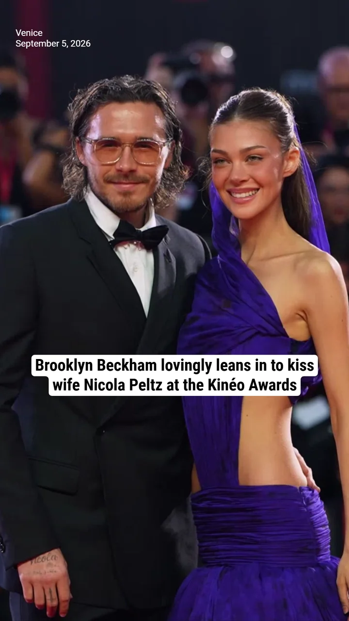 Brooklyn Beckham lovingly leans in to kiss wife Nicola Peltz at the Kinéo Awards