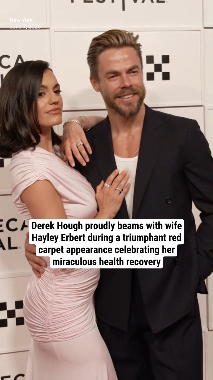 Derek Hough proudly beams with wife Hayley Erbert during a triumphant red carpet appearance celebrating her miraculous health recovery