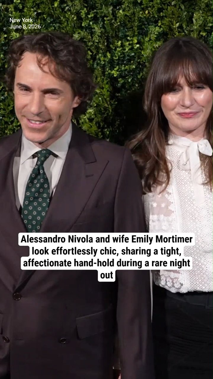 Alessandro Nivola and wife Emily Mortimer look effortlessly chic, sharing a tight, affectionate hand-hold during a rare night out
