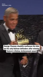 George Clooney cheekily confesses his kids are his only Batman defenders after winning Venice's Lifetime Achievement award