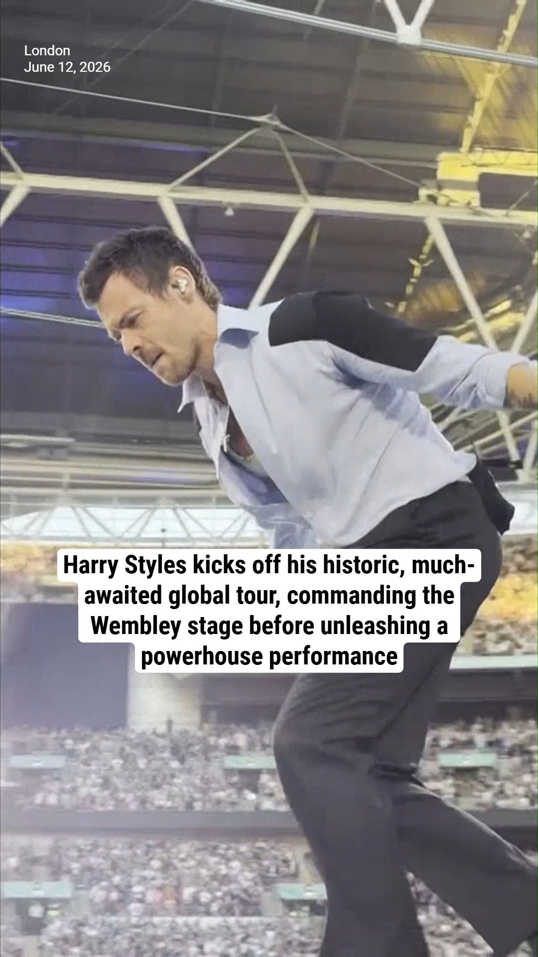 Harry Styles kicks off his historic, much-awaited global tour, commanding the Wembley stage before unleashing a powerhouse performance