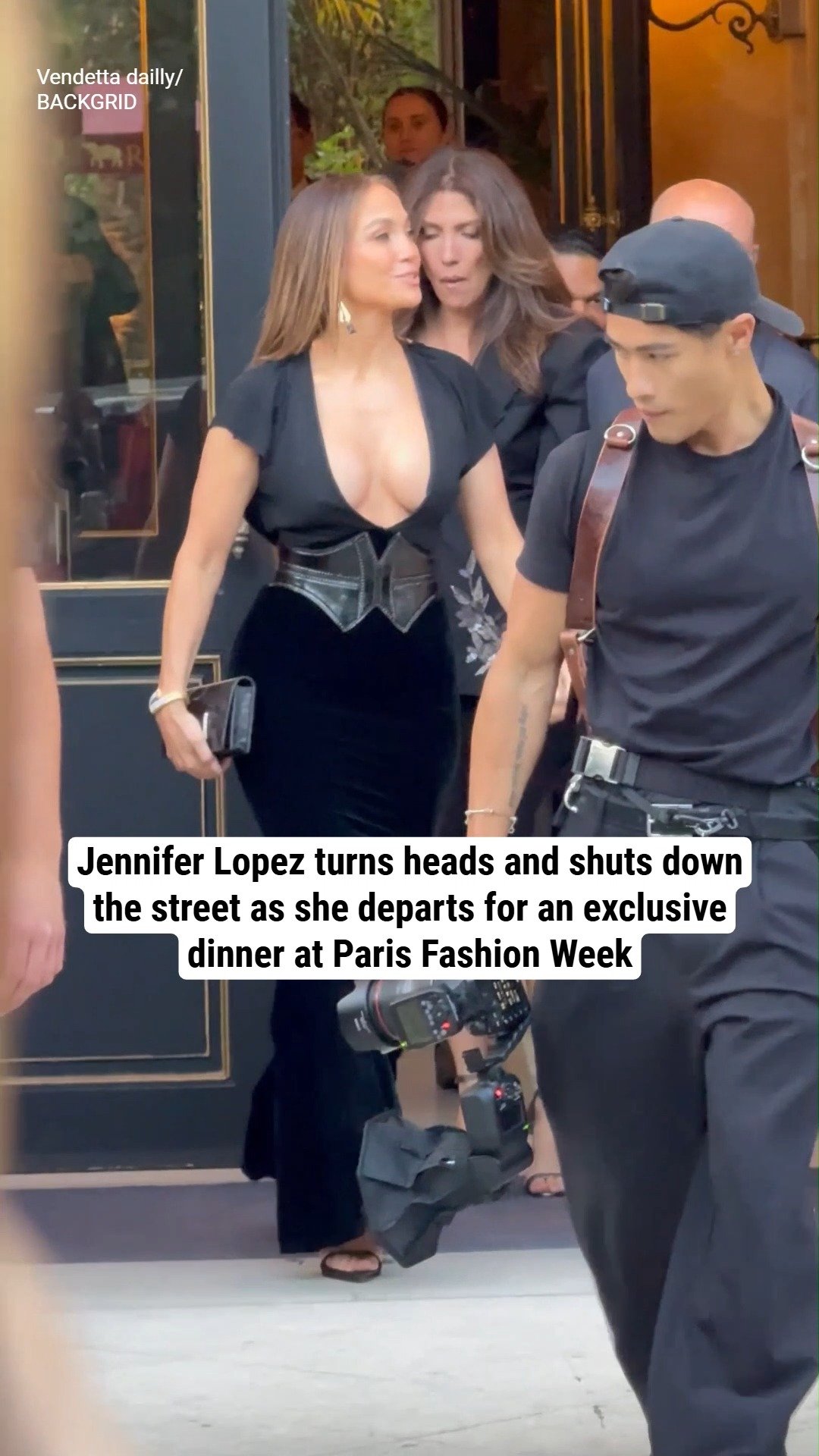 Jennifer Lopez turns heads and shuts down the street as she departs for an exclusive dinner at Paris Fashion Week