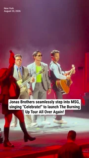 Jonas Brothers seamlessly step into MSG, singing "Celebrate!" to launch The Burning Up Tour All Over Again!