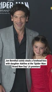 Jon Bernthal cutely steals a forehead kiss with daughter Adeline at the 'Spider-Man: Brand New Day' LA premiere