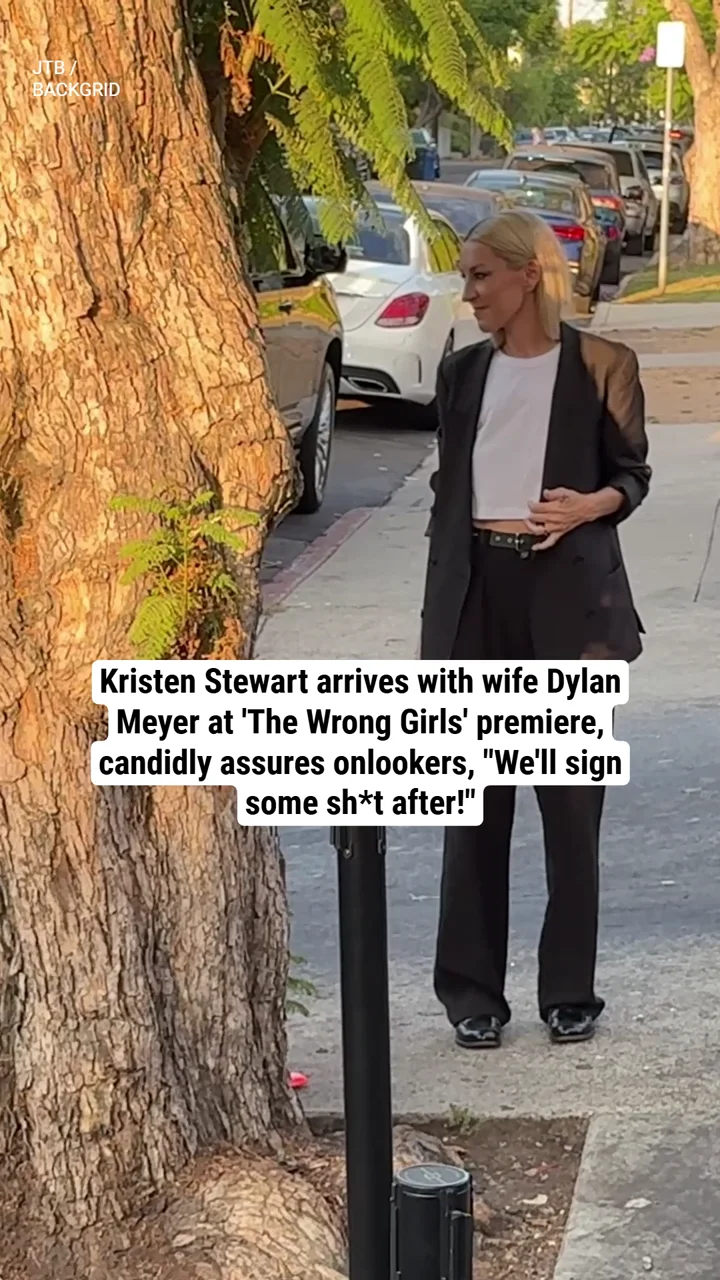 Kristen Stewart arrives with wife Dylan Meyer at 'The Wrong Girls' premiere, candidly assures onlookers, "We'll sign some sh*t after!"