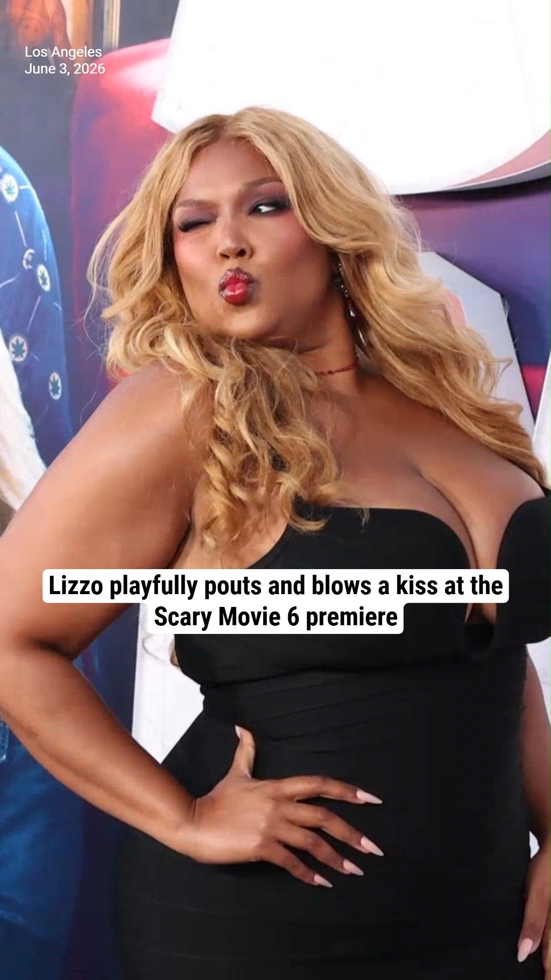 Lizzo playfully pouts and blows a kiss at the Scary Movie 6 premiere
