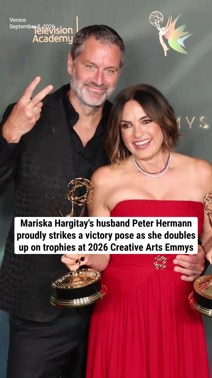Mariska Hargitay's husband Peter Hermann proudly strikes a victory pose as she doubles up on trophies at 2026 Creative Arts Emmys