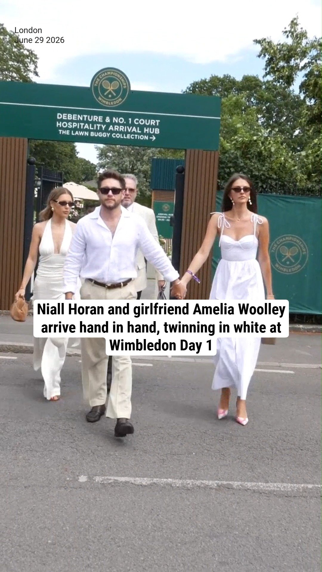 Niall Horan and girlfriend Amelia Woolley arrive hand in hand, twinning in white at Wimbledon Day 1