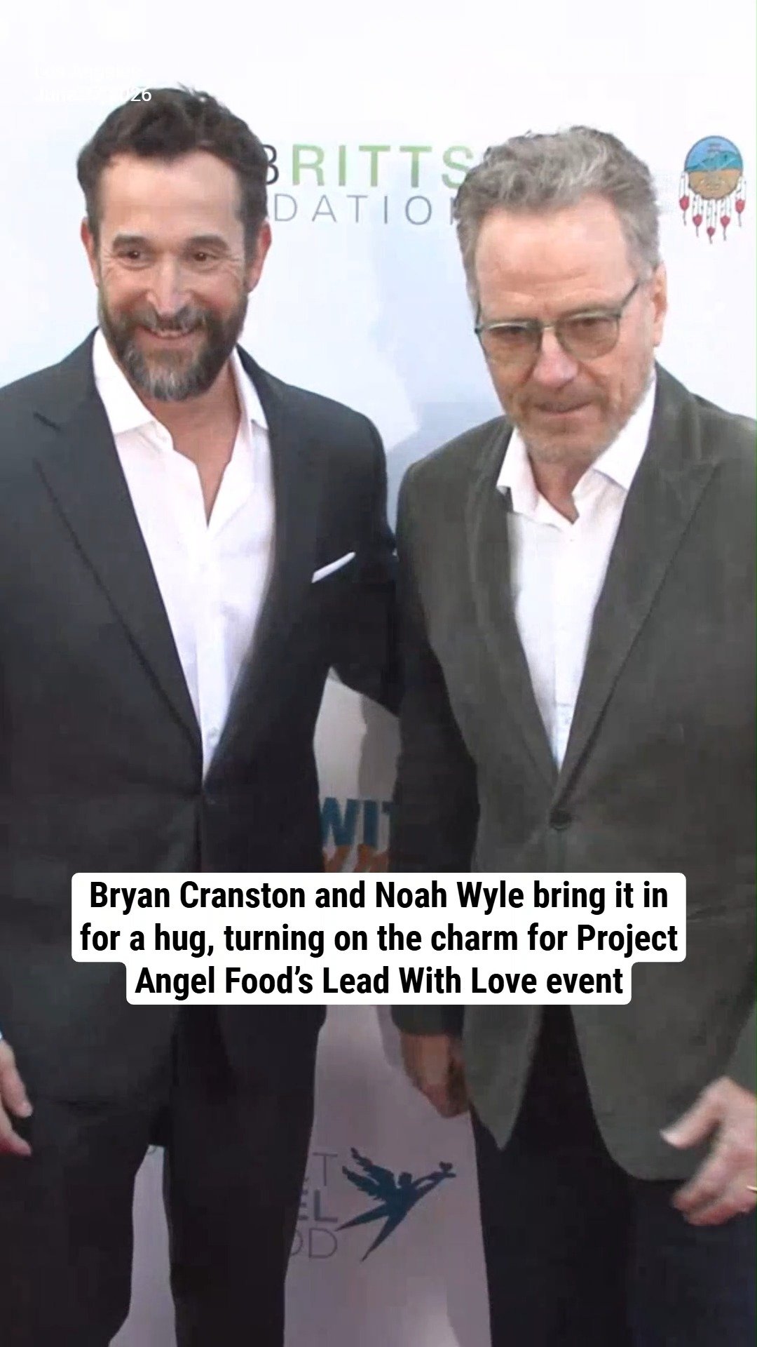 Bryan Cranston and Noah Wyle bring it in for a hug, turning on the charm for Project Angel Food’s Lead With Love event