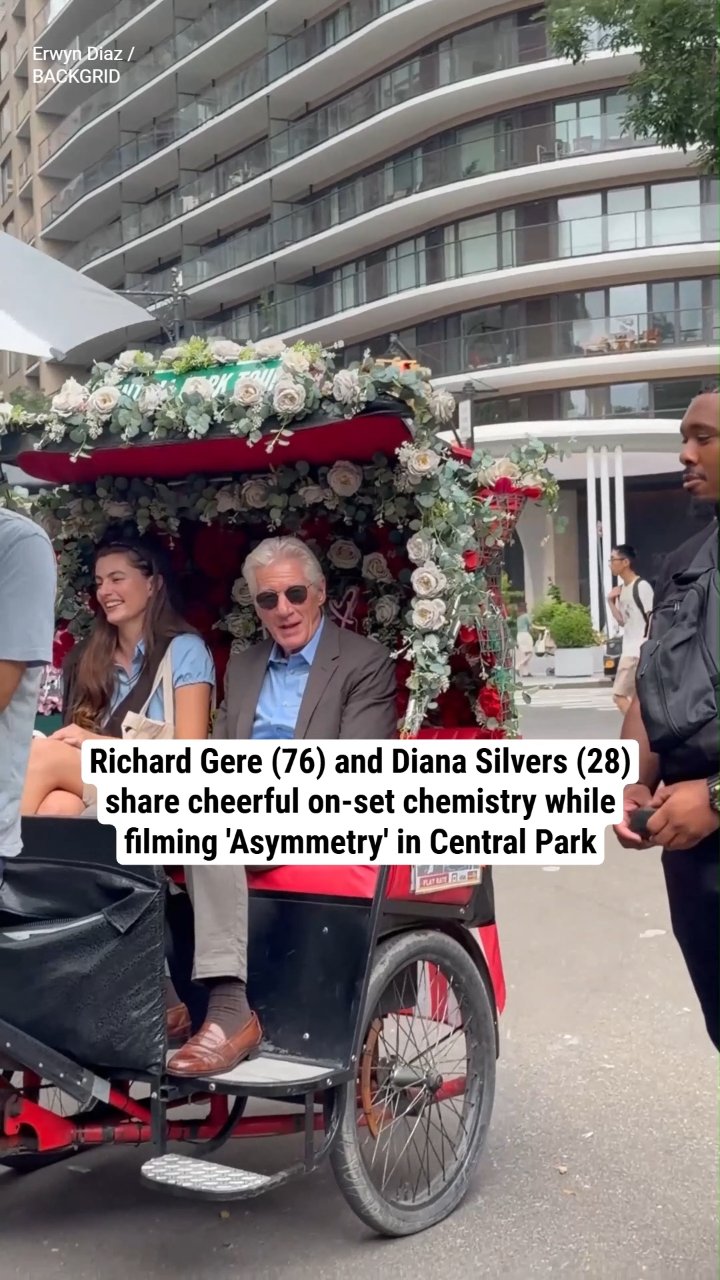 Richard Gere (76) and Diana Silvers (28) share cheerful on-set chemistry while filming 'Asymmetry' in Central Park