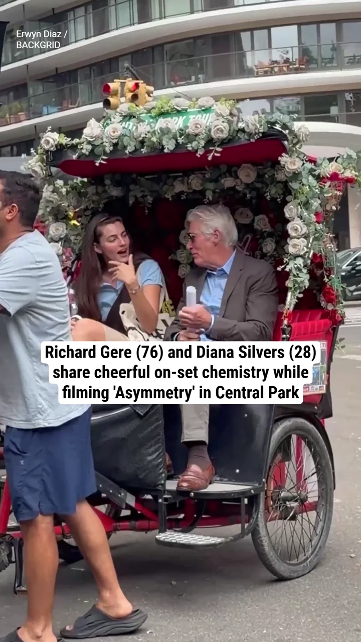 Richard Gere (76) and Diana Silvers (28) share cheerful on-set chemistry while filming 'Asymmetry' in Central Park
