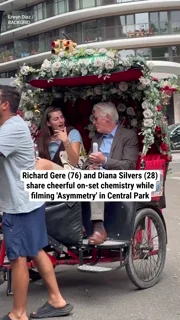 Richard Gere (76) and Diana Silvers (28) share cheerful on-set chemistry while filming 'Asymmetry' in Central Park