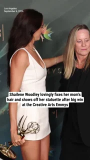 Shailene Woodley lovingly fixes her mom's hair and shows off her statuette after big win at the Creative Arts Emmys