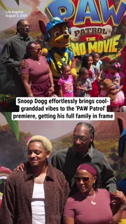 Snoop Dogg effortlessly brings cool-granddad vibes to the 'PAW Patrol' premiere, getting his full family in frame