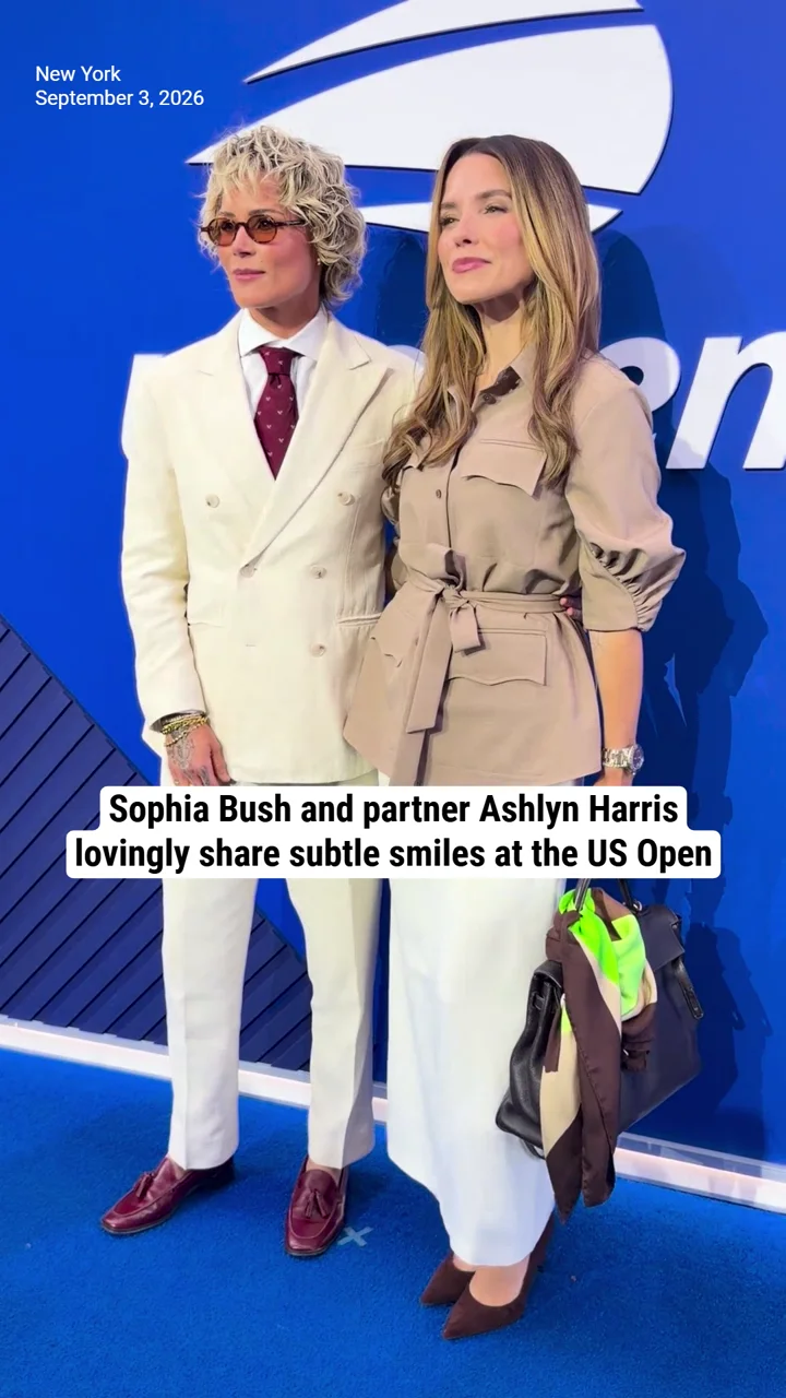 Sophia Bush and partner Ashlyn Harris lovingly share subtle smiles at the US Open