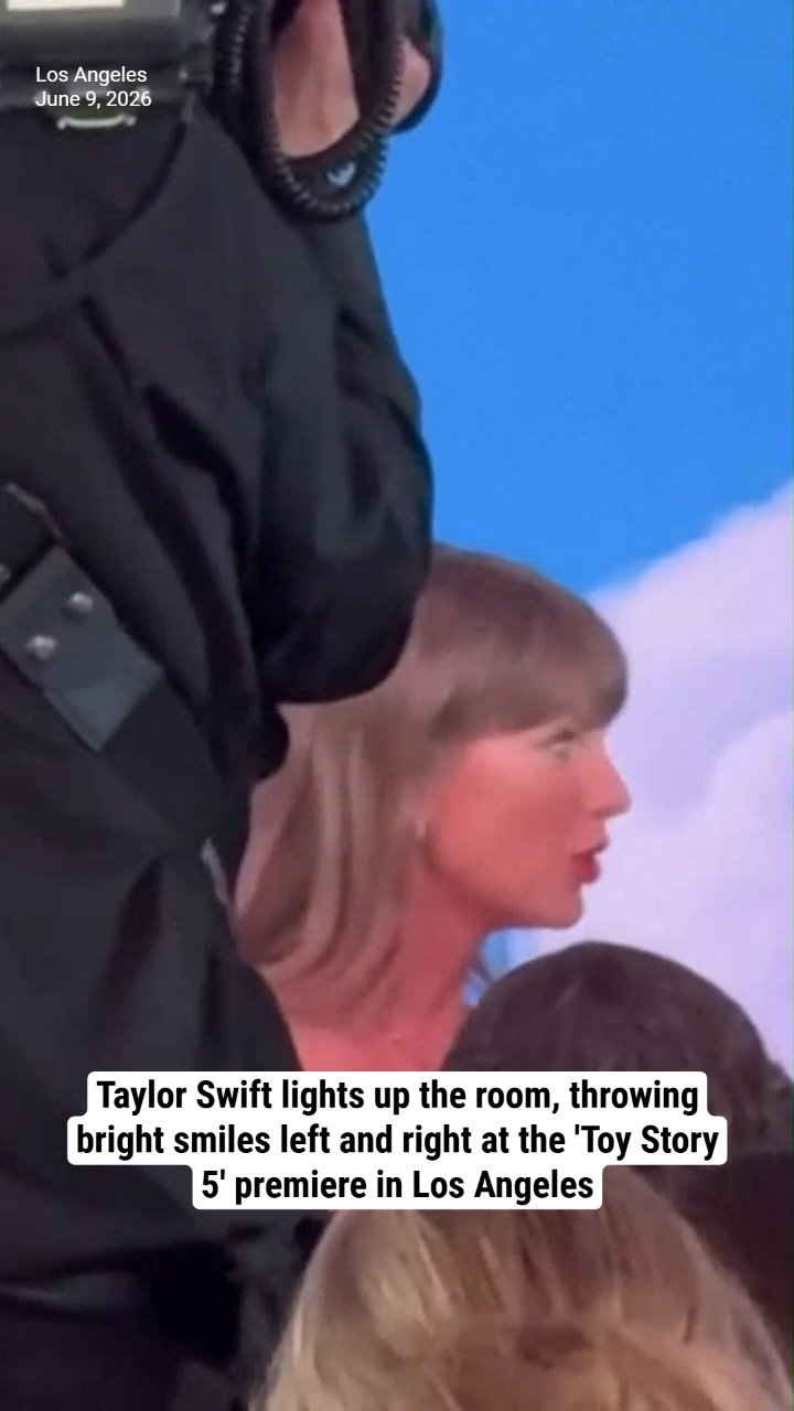 Taylor Swift lights up the room, throwing bright smiles left and right at the 'Toy Story 5' premiere in Los Angeles