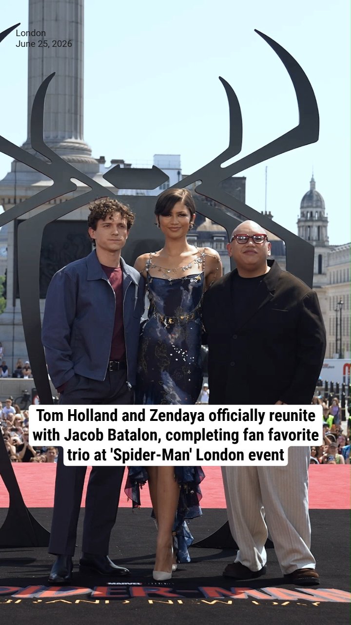 Tom Holland and Zendaya officially reunite with Jacob Batalon, completing fan favorite trio at 'Spider-Man' London event