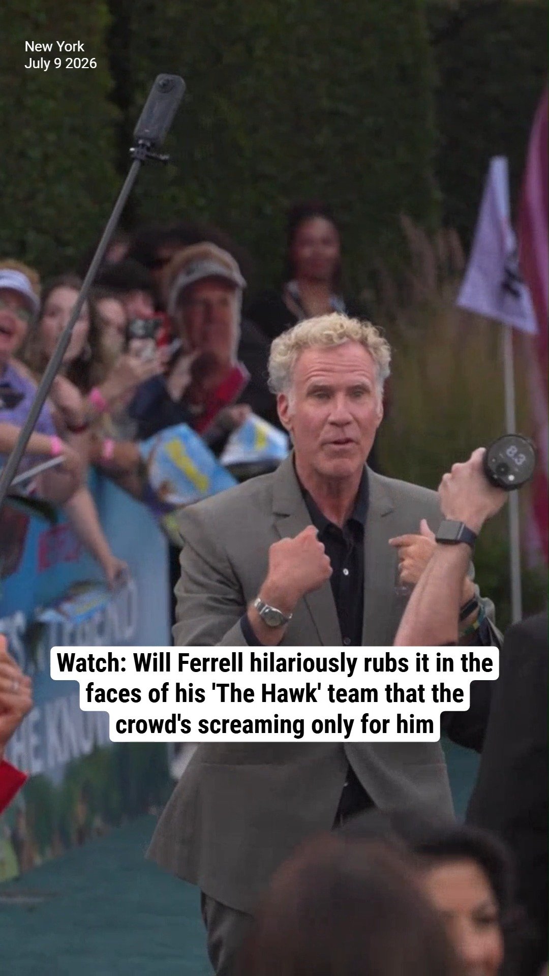 Watch: Will Ferrell hilariously rubs it in the faces of his 'The Hawk' team that the crowd's screaming only for him