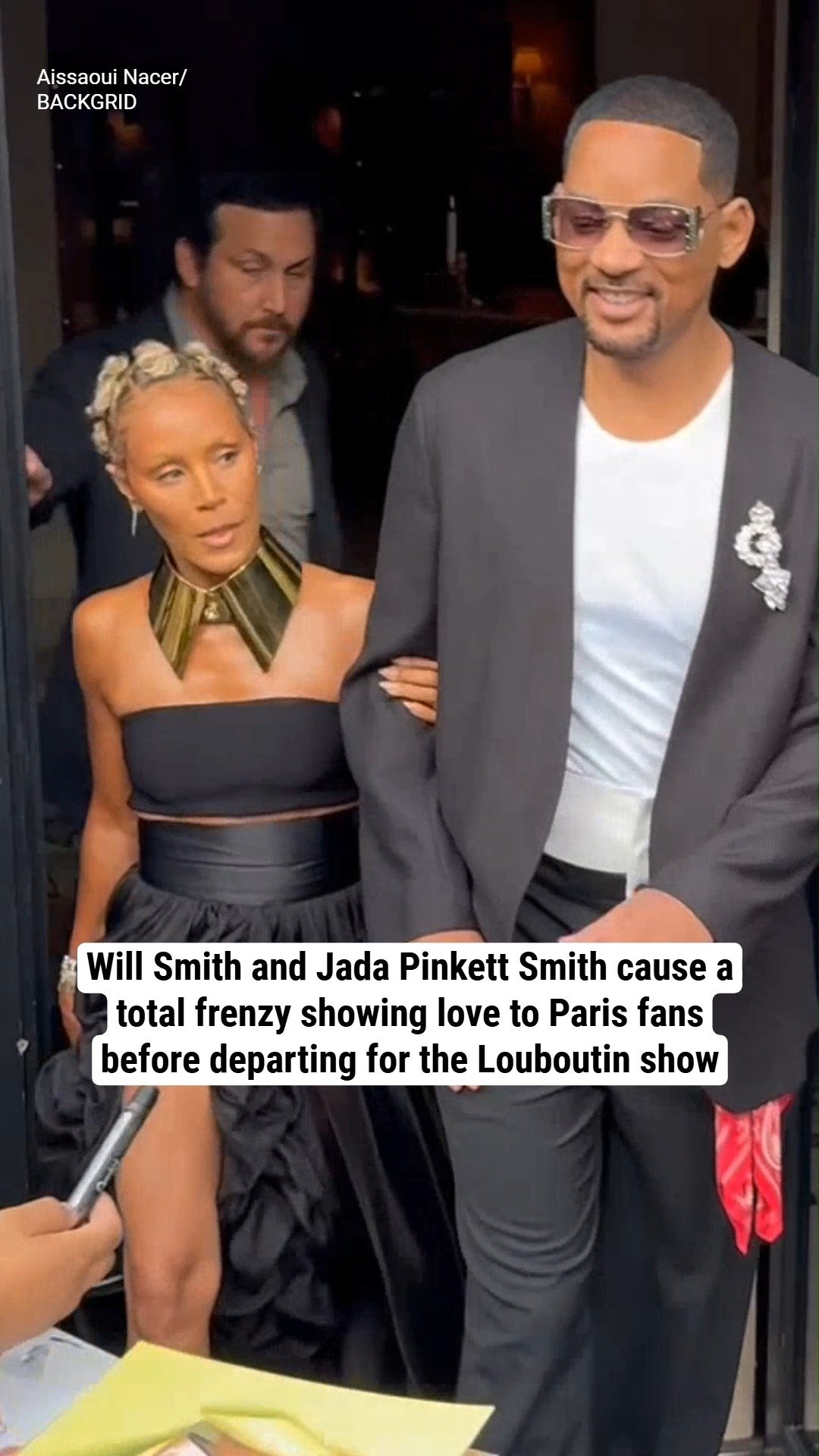 Will Smith and Jada Pinkett Smith cause a total frenzy showing love to Paris fans before departing for the Louboutin show