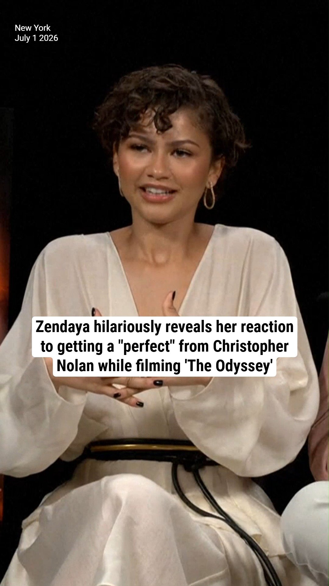 Zendaya hilariously reveals her reaction to getting a "perfect" from Christopher Nolan while filming 'The Odyssey'
