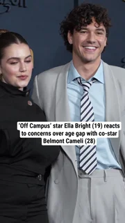 ‘Off Campus’ star Ella Bright (19) reacts to concerns over age gap with co-star Belmont Cameli (28)