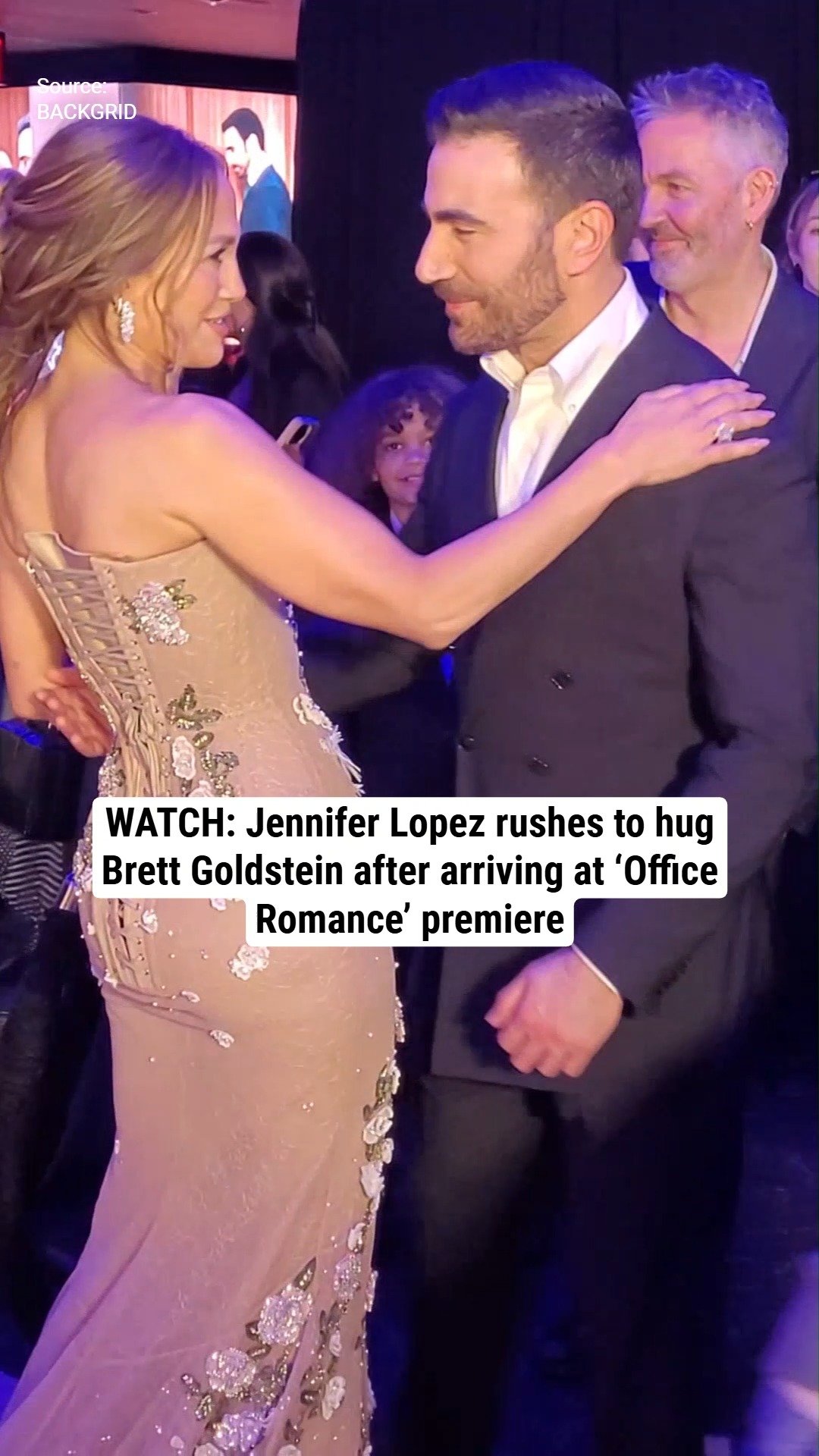 WATCH: Jennifer Lopez rushes to hug Brett Goldstein after arriving at ‘Office Romance’ premiere