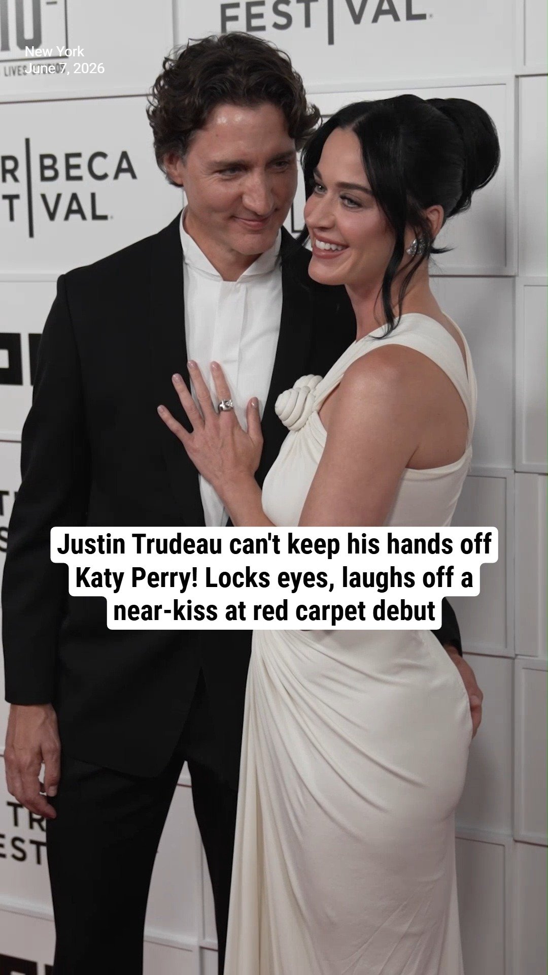 Justin Trudeau can't keep his hands off Katy Perry! Locks eyes and laughs off a near-kiss at red carpet debut