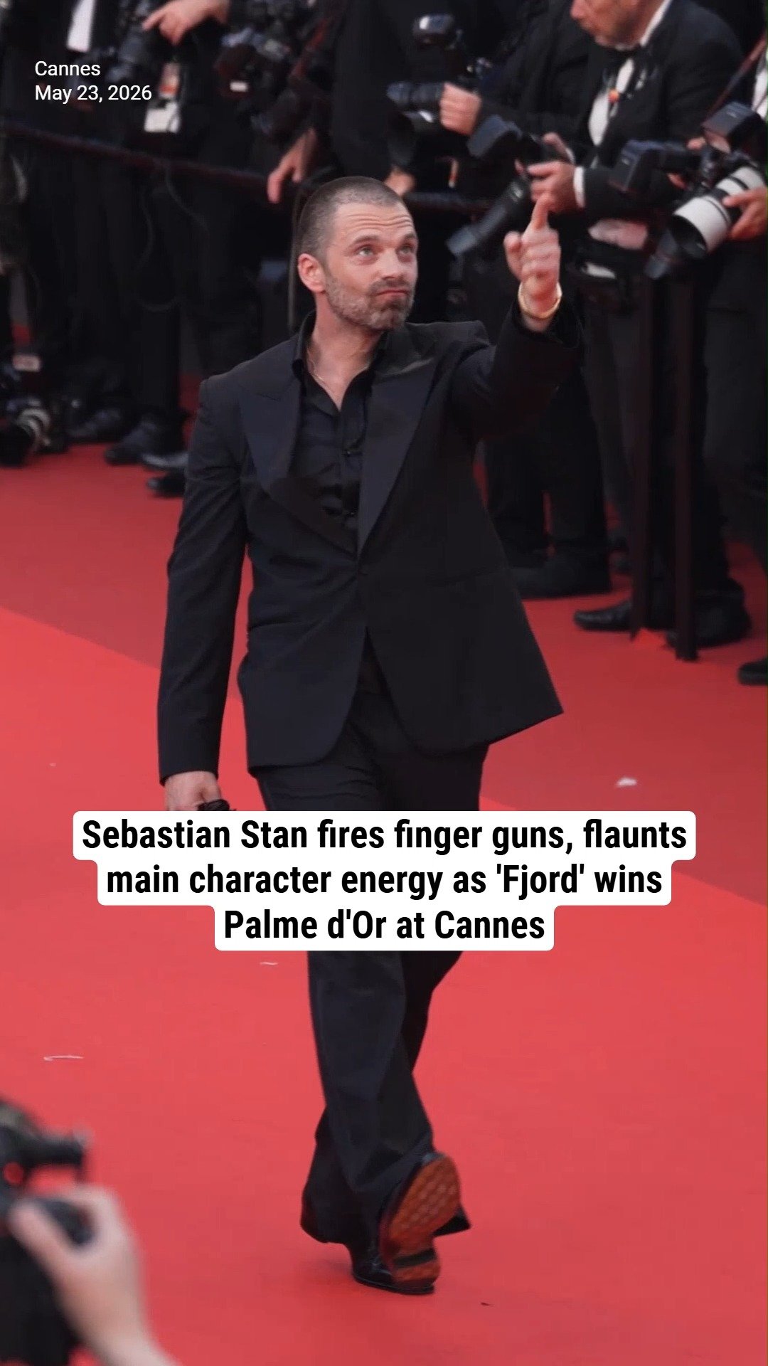 Sebastian Stan fires finger guns, flaunts main character energy as 'Fjord' wins Palme d'Or at Cannes