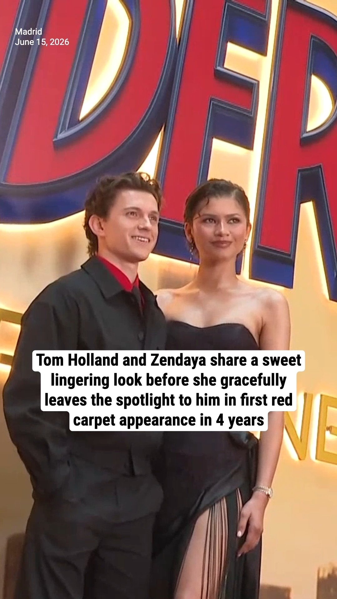 Tom Holland and Zendaya share a sweet lingering look before she gracefully leaves the spotlight to him in first red carpet appearance in 4 years