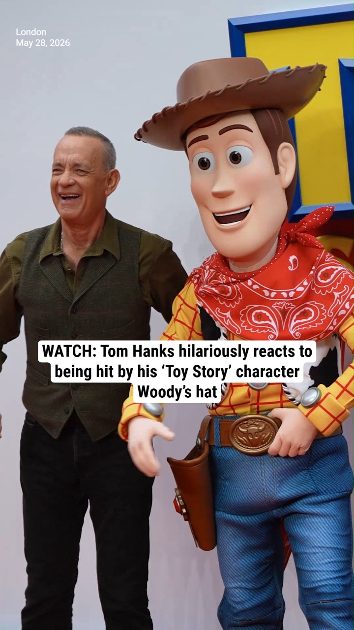 WATCH: Tom Hanks hilariously reacts to being hit by his ‘Toy Story’ character Woody’s hat