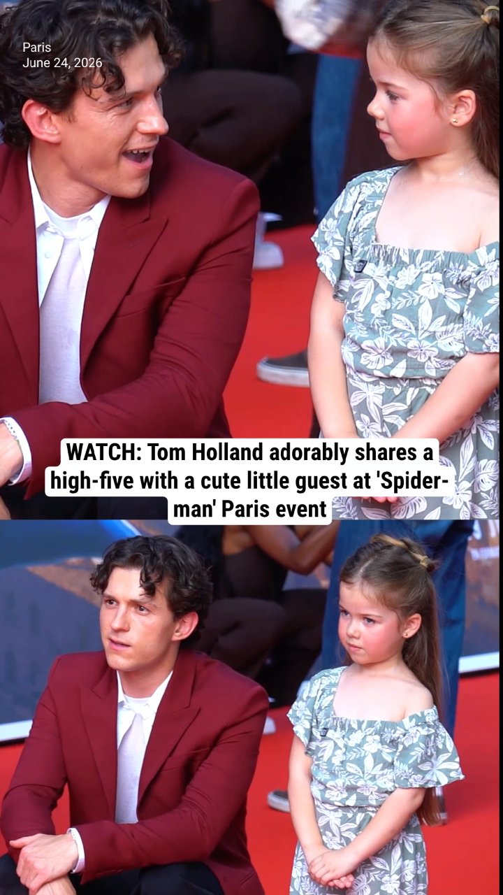 WATCH: Tom Holland adorably shares a high-five with a cute little guest at 'Spider-man' Paris event