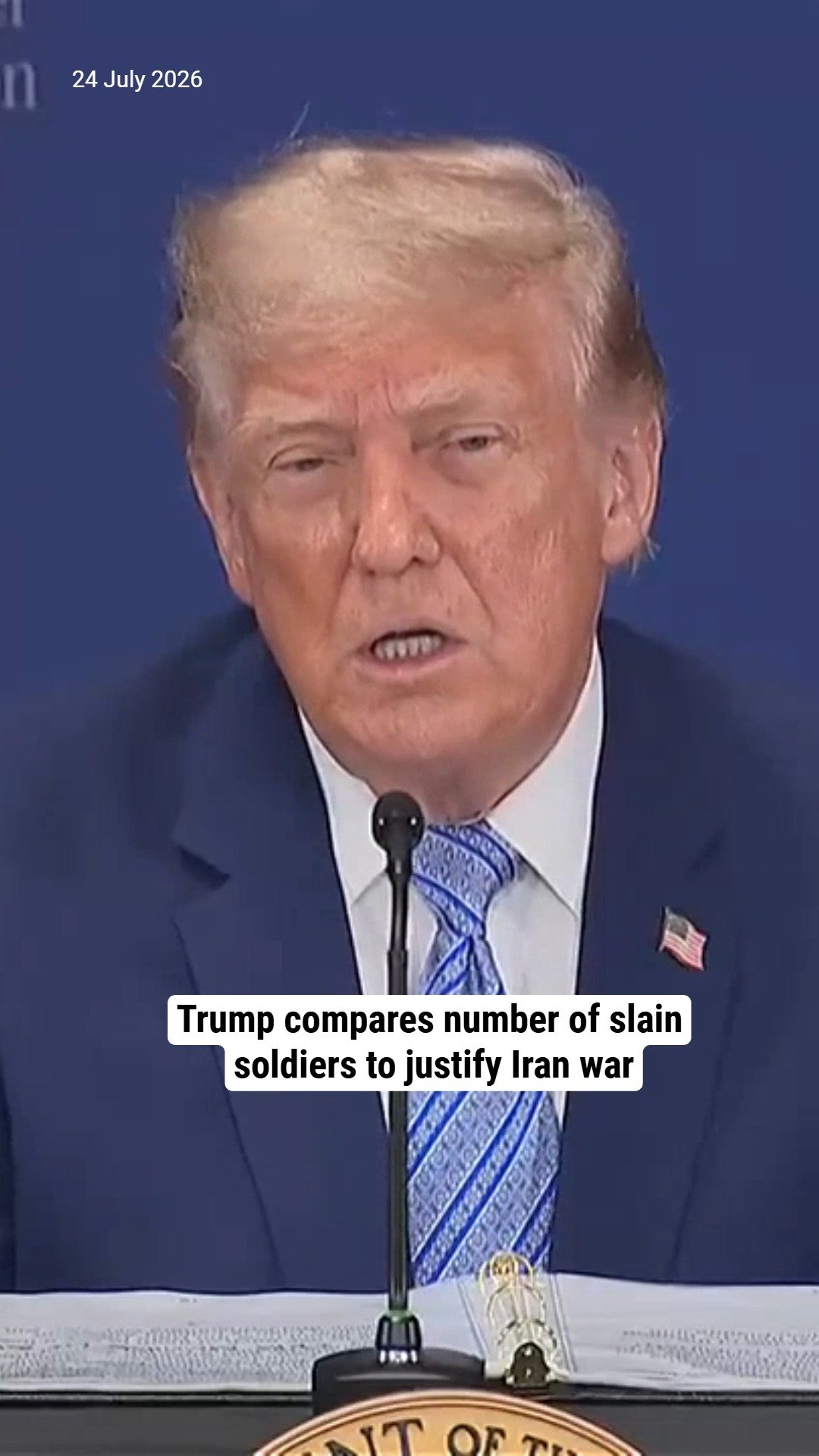 Trump compares number of slain soldiers to justify Iran war