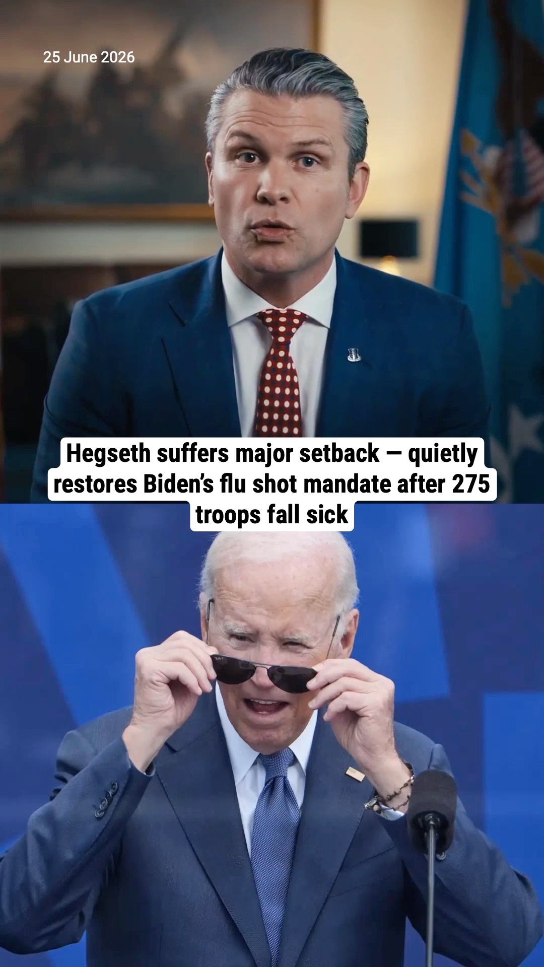 Hegseth suffers major setback — quietly restores Biden’s flu shot mandate after 275 troops fall sick