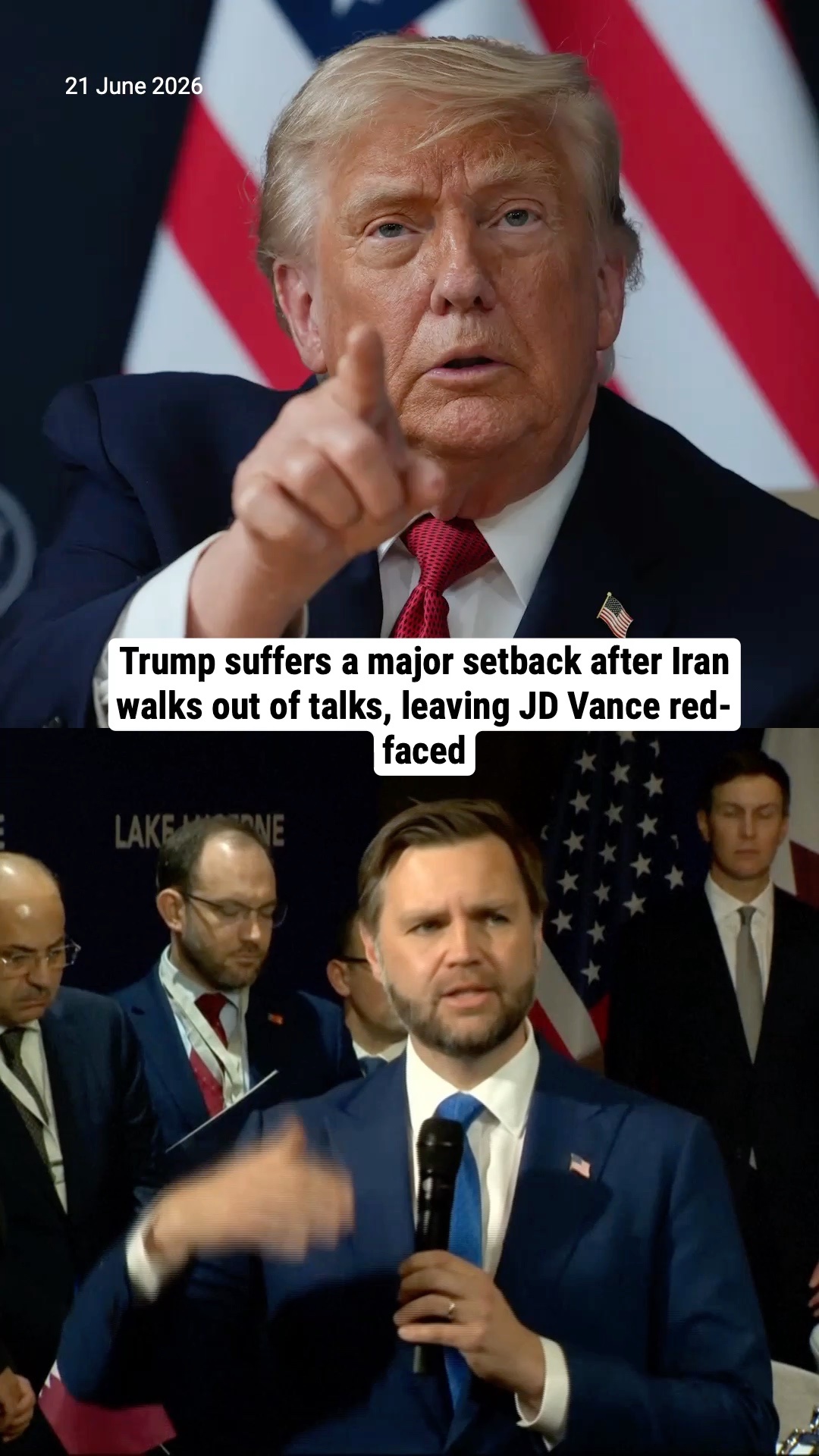 Trump suffers a major setback after Iran walks out of talks, leaving JD Vance red-faced