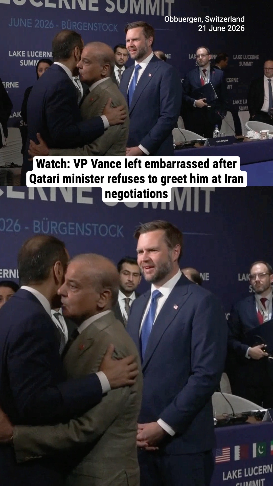 Watch: VP Vance left embarrassed after Qatari minister refuses to greet him at Iran negotiations