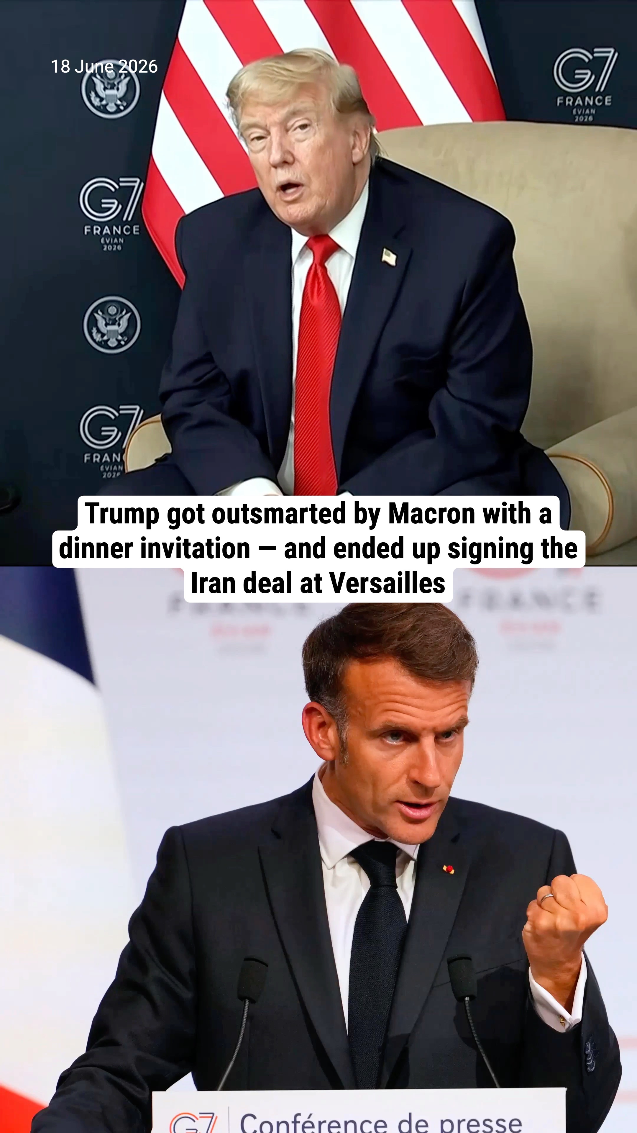 Trump got outsmarted by Macron with a dinner invitation — and ended up signing the Iran deal at Versailles