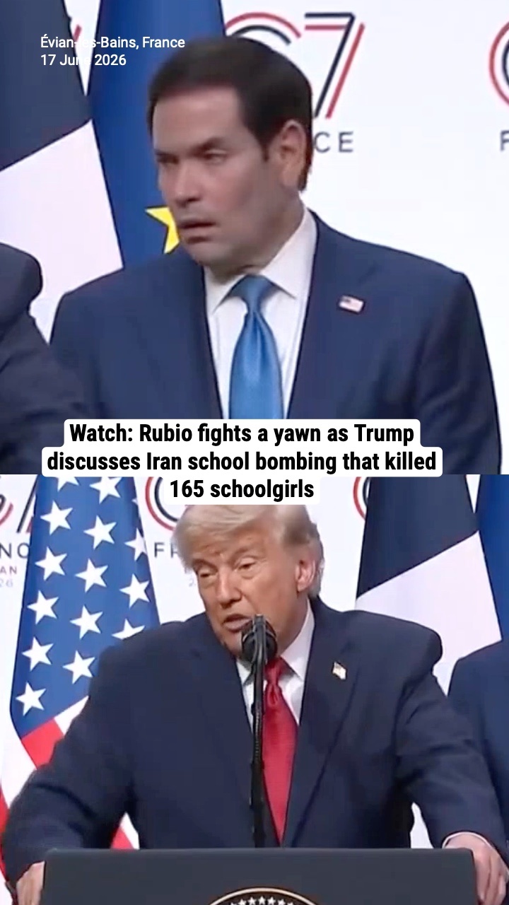 Watch: Rubio fights a yawn as Trump discusses Iran school bombing that killed 165 schoolgirls