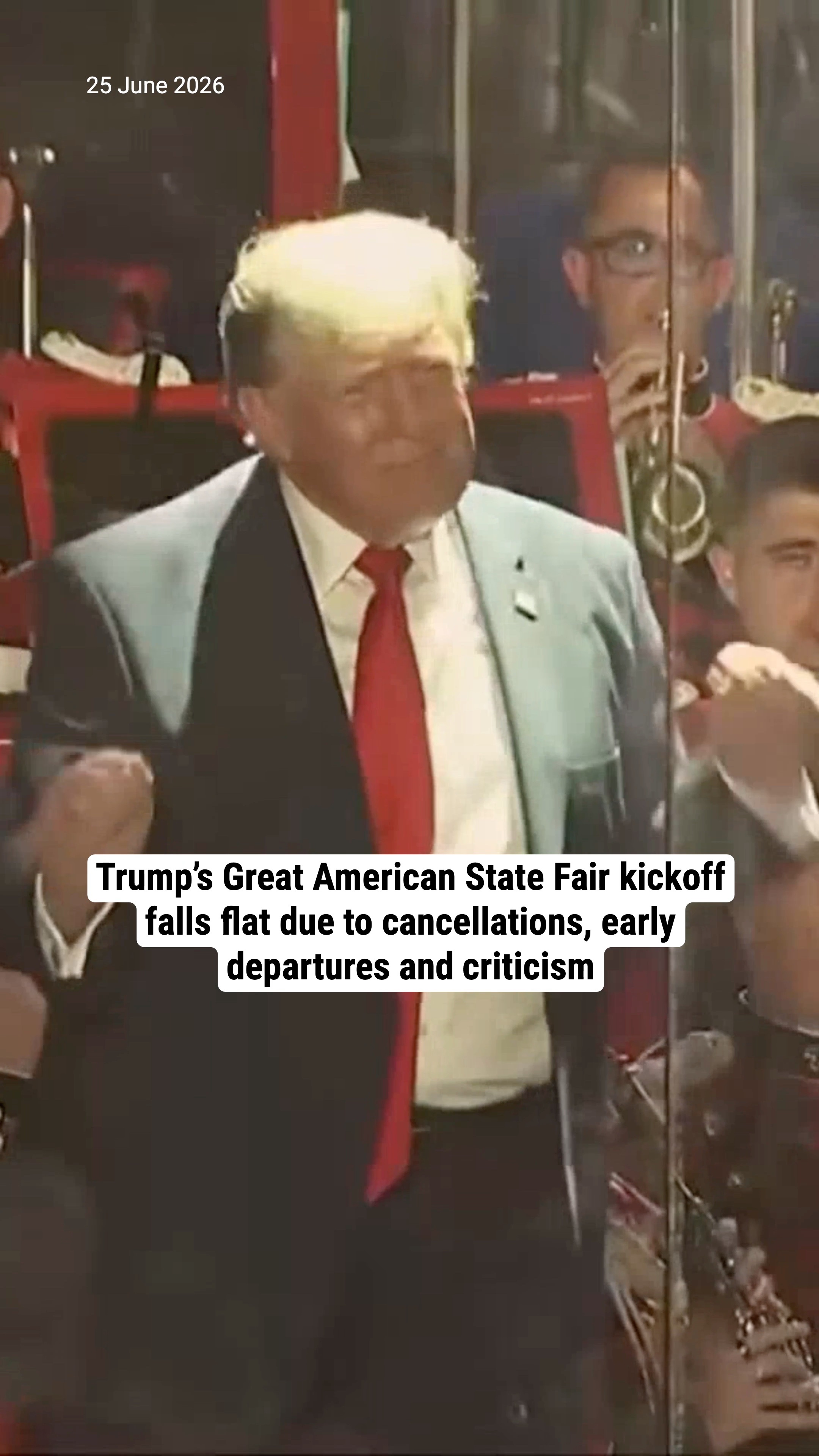 Trump’s Great American State Fair kickoff falls flat due to cancellations, early departures and criticism