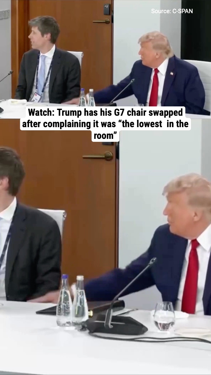 Watch: Trump has his G7 chair swapped after complaining it was “the lowest in the room”