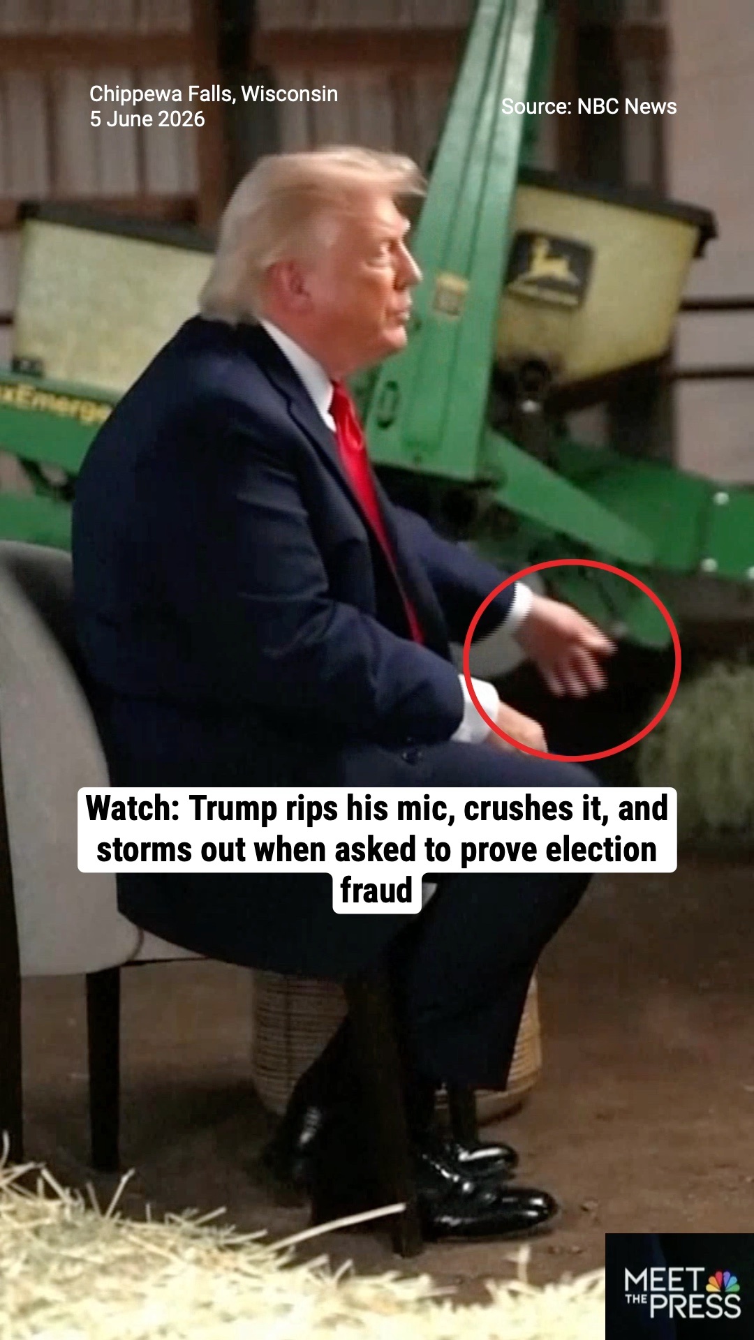 Watch: Trump rips his mic, crushes it, and storms out when asked to prove election fraud