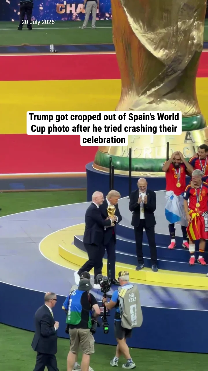 Trump got cropped out of Spain's World Cup photo after he tried crashing their celebration