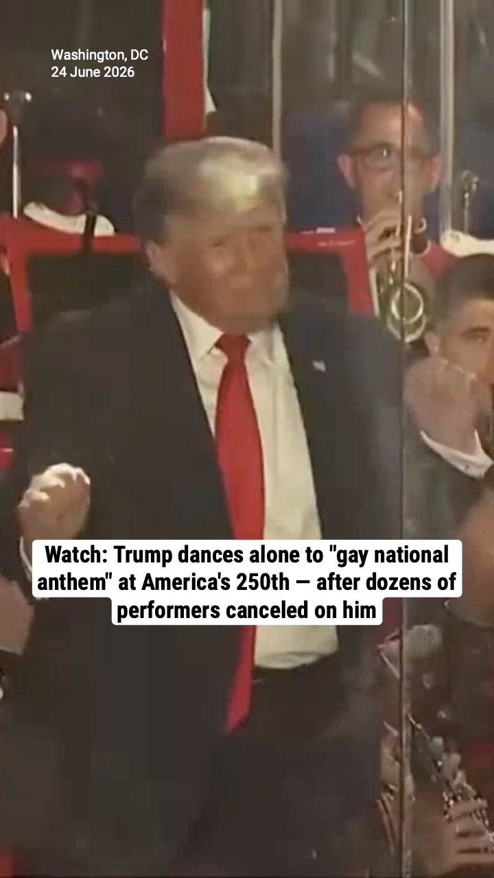 Watch: Trump dances alone to "gay national anthem" at America's 250th — after dozens of performers canceled on him