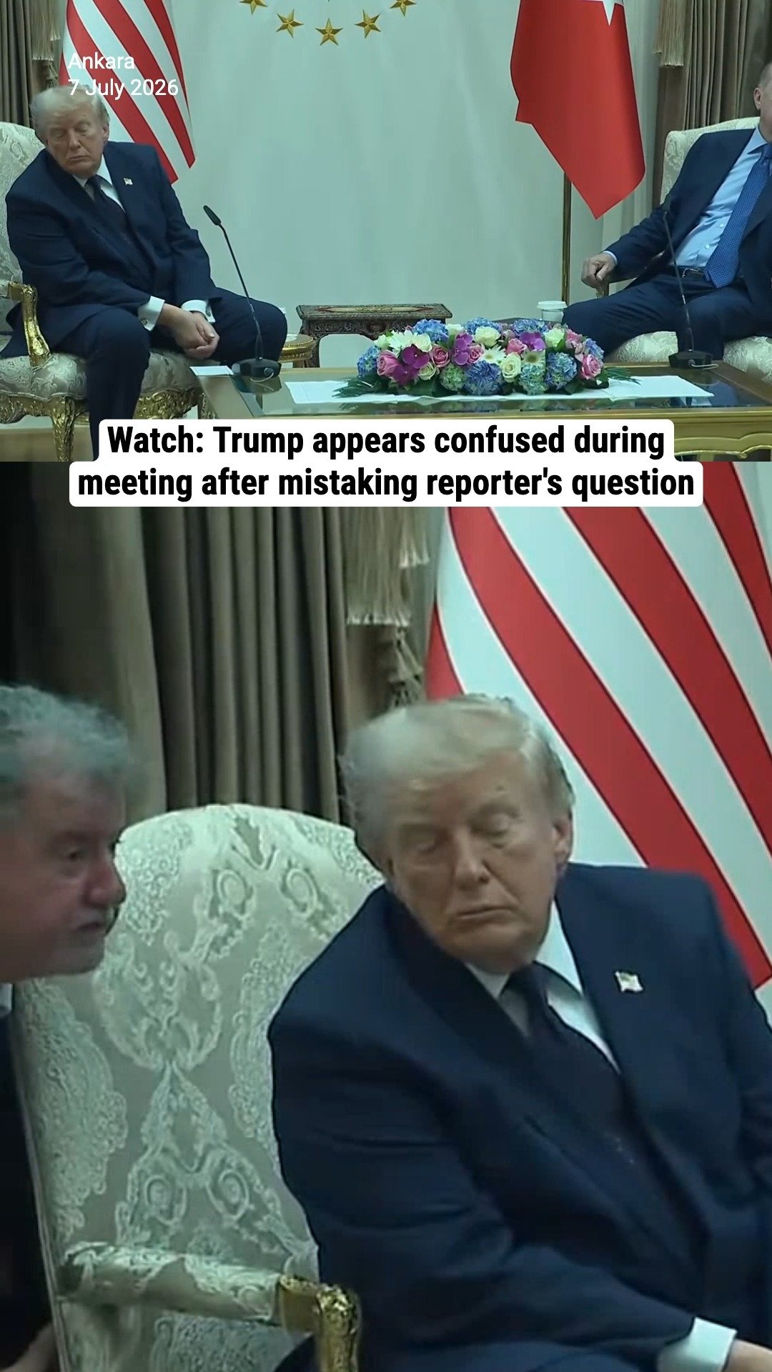 Trump appears confused during meeting after mistaking reporter's question