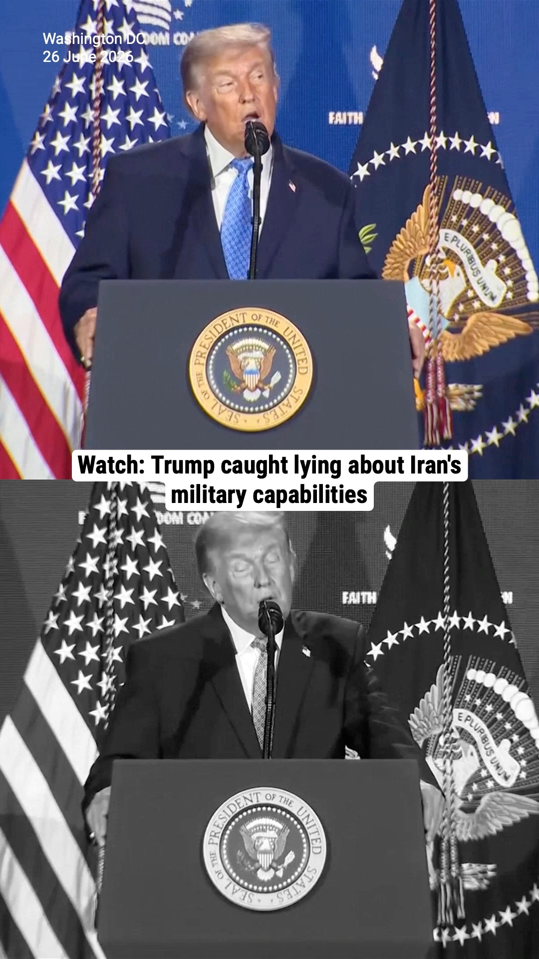 Watch: Trump caught lying about Iran's military capabilities
