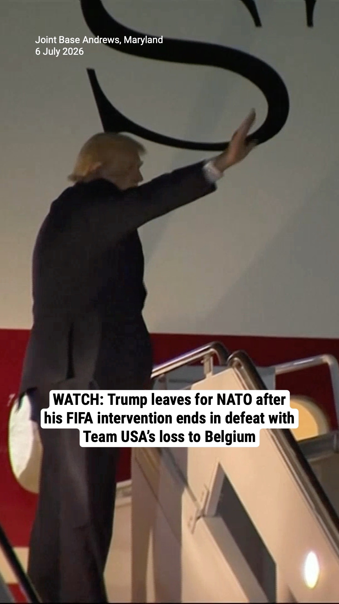WATCH: Trump leaves for NATO after his FIFA intervention ends in defeat with Team USA’s loss to Belgium