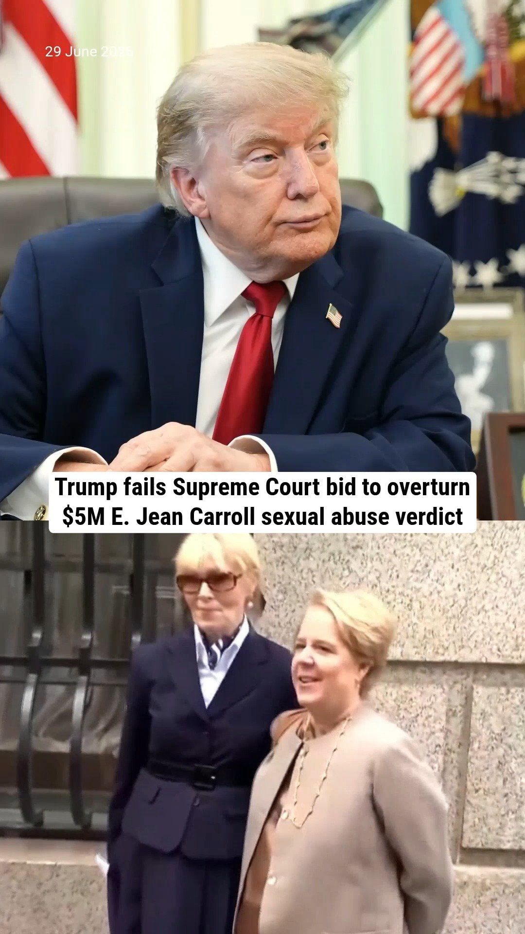 Trump fails Supreme Court bid to overturn $5M E. Jean Carroll sexual abuse verdict