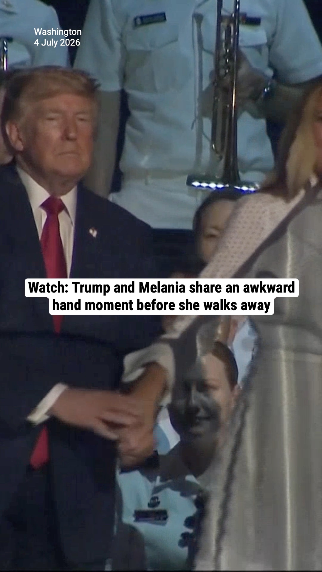 Watch: Trump and Melania share an awkward hand moment before she walks away