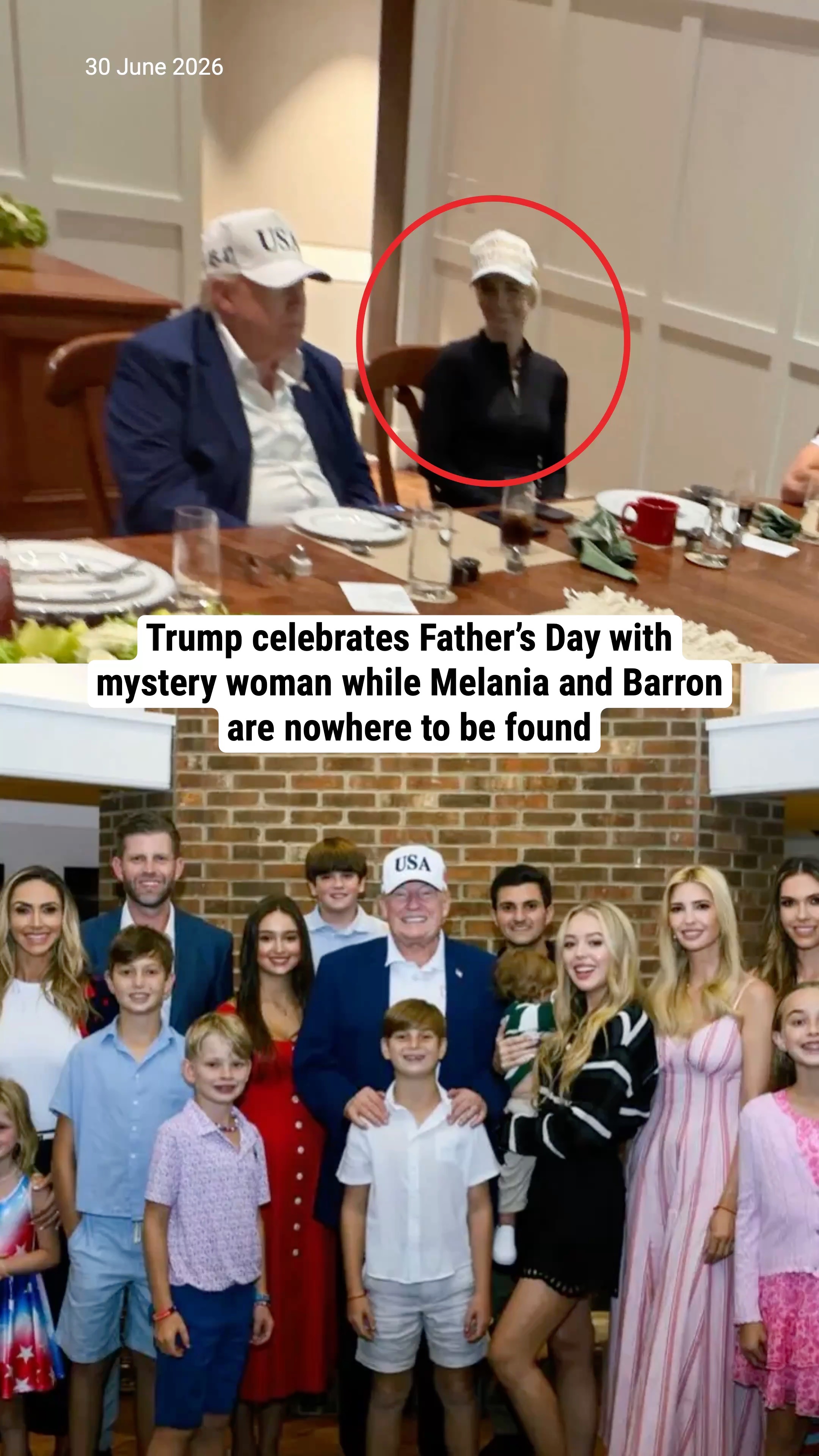 Trump celebrates Father’s Day with mystery woman while Melania and Barron are nowhere to be found
