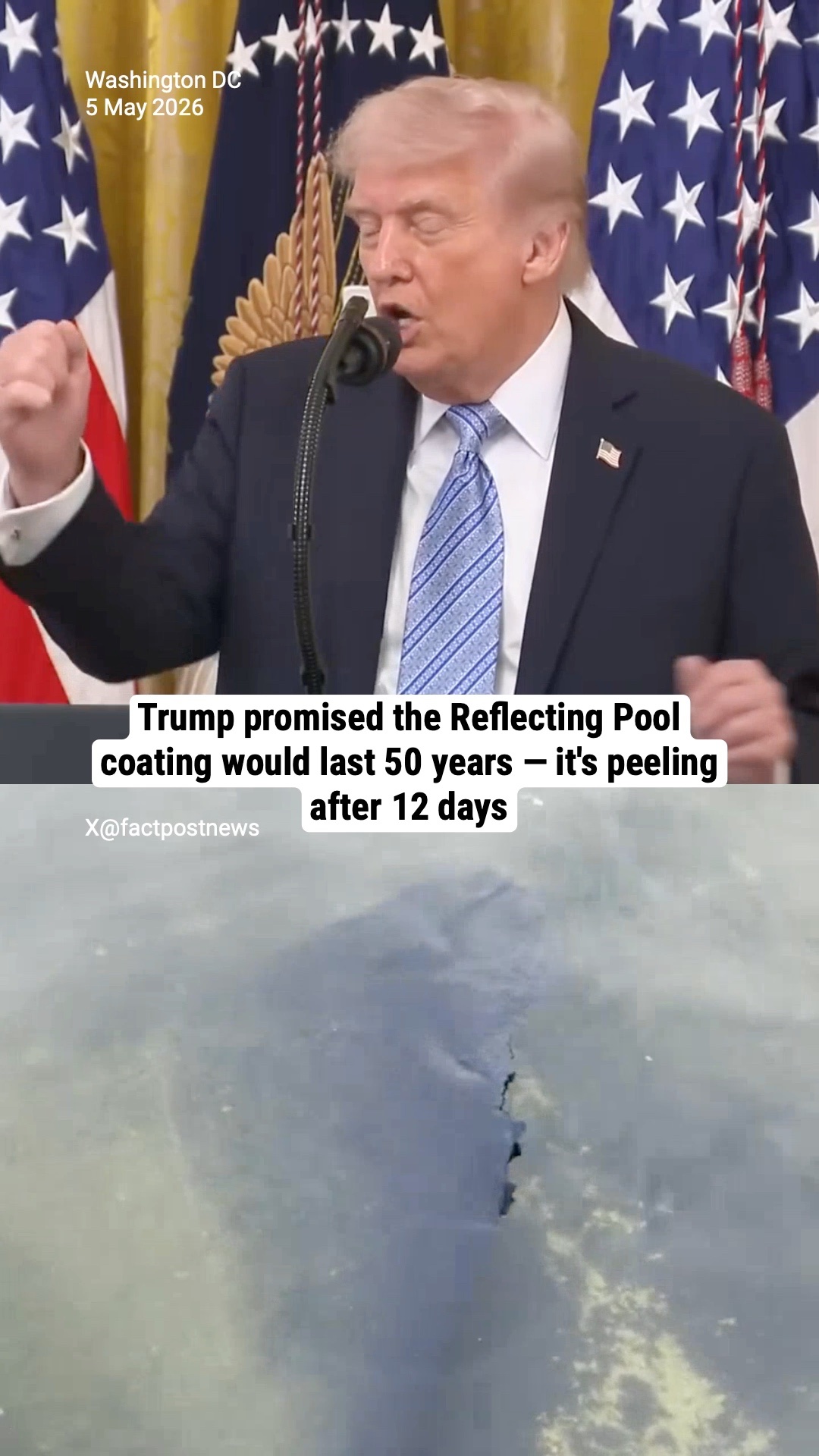 Trump promised the Reflecting Pool coating would last 50 years — it's peeling after 12 days
